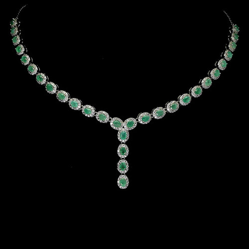 Silver necklace emerald - silver,