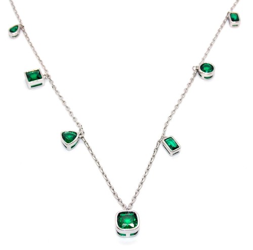 Silver emerald 95ct necklace - silver,