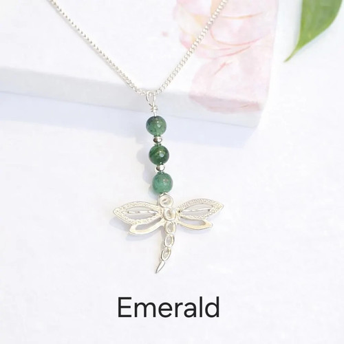 Dragonfly emerald charm - emerald,