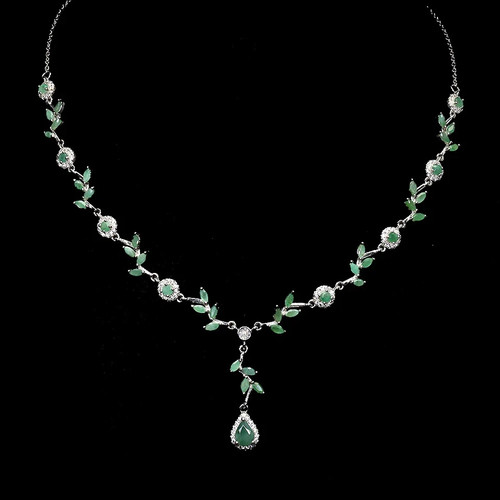 Silver necklace emerald - silver,
