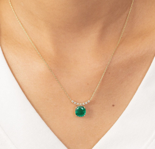 Emerald solitaire necklace - solitaire, 925