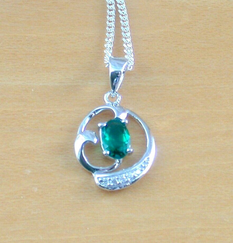 Sterling silver emerald lab - emerald,
