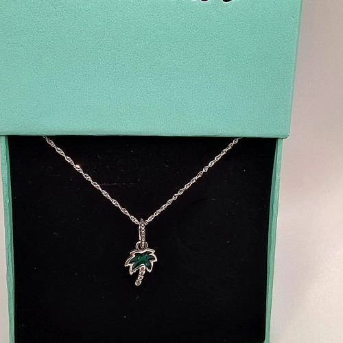 Palm tree emerald green 925