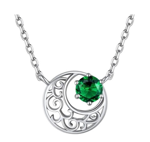 Celtic moon emerald crystal - moon,