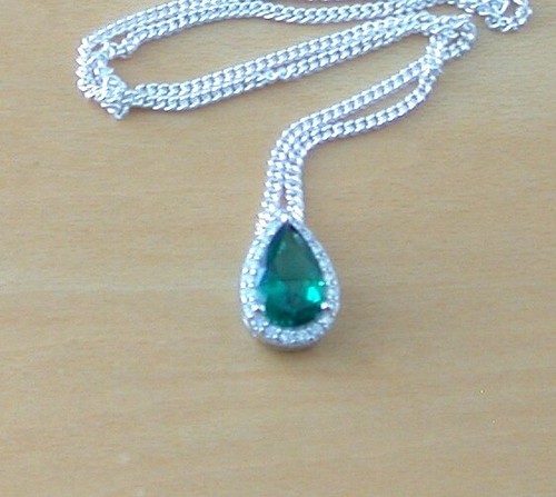 Sterling silver emerald lab - silver,