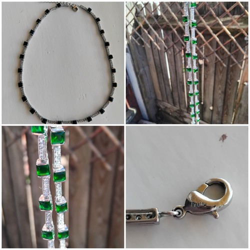 Gorgeous silver tone - , emerald