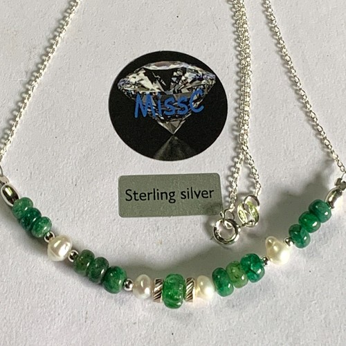 Emerald and pearl - pearl, sterling