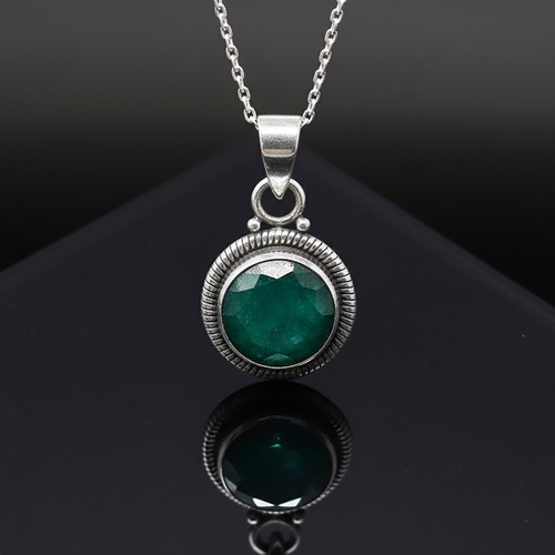 Round emerald gemstone 925 - emerald,