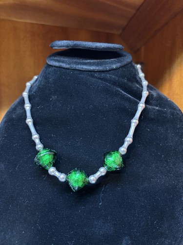 Silver emerald green - &, glass