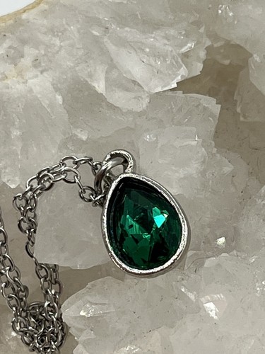 Silver plated emerald - silver,