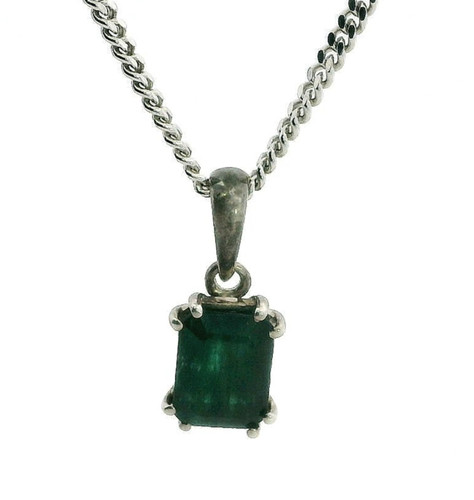 Silver necklace emerald - necklace, 1.60ct