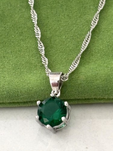 Sterling silver emerald green - silver,