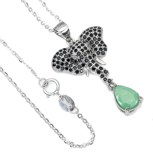 Silver pendant emerald spinel - silver,
