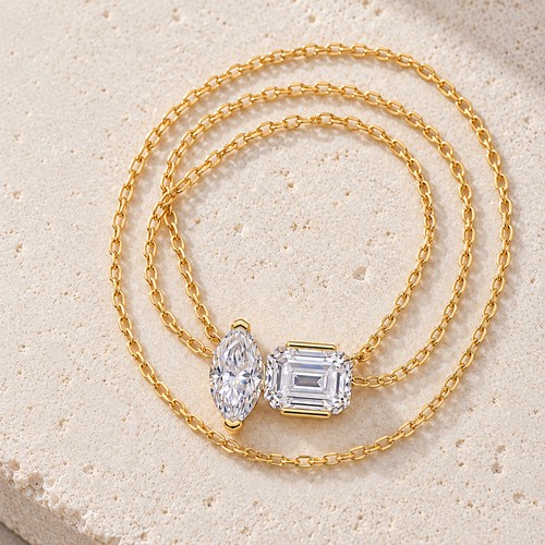 Two stone moissanite necklace - moissanite,