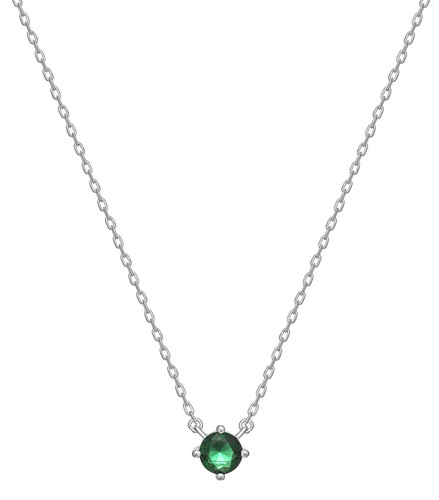 Sterling silver emerald cubic - silver,