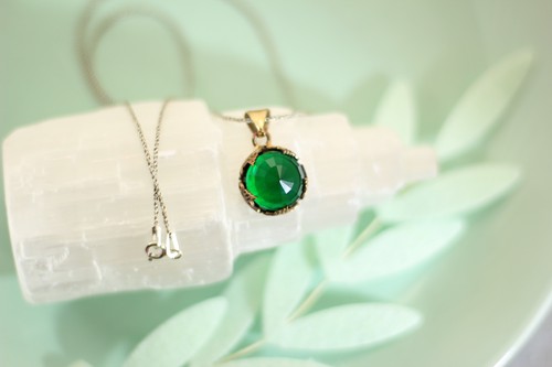 Emerald necklace sterling - necklace,