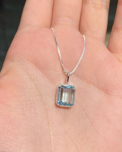 Aquamarine necklace 925 - necklace,