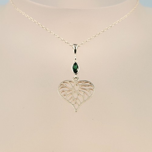 Emerald silver necklace - emerald,