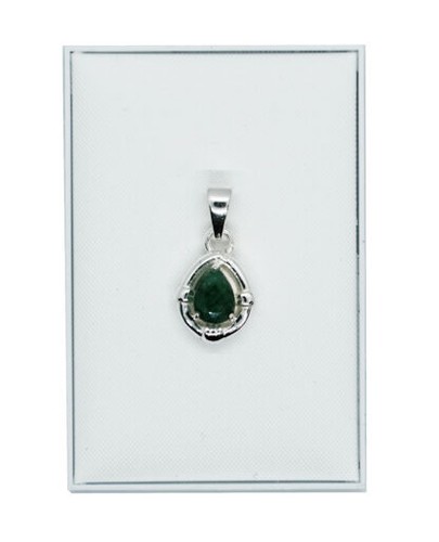 Silver plated emerald teardrop - silver,