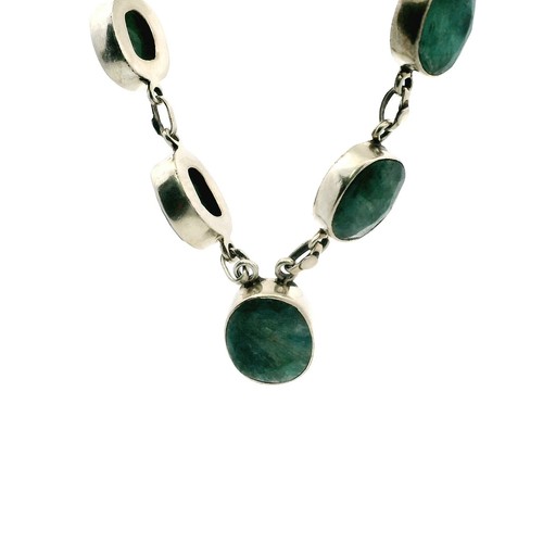 Silver necklace emerald rough - necklace,