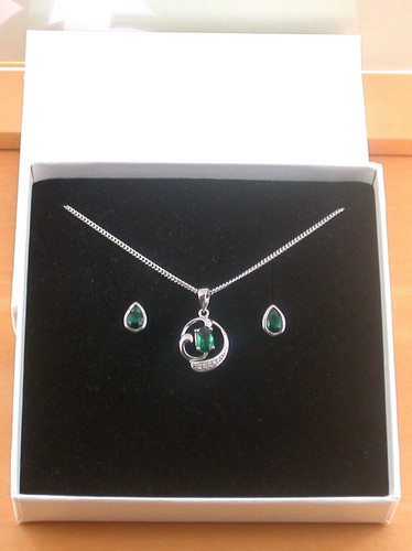 Sterling silver emerald - silver, lab