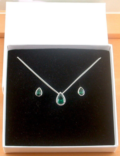 Sterling silver emerald lab - silver,