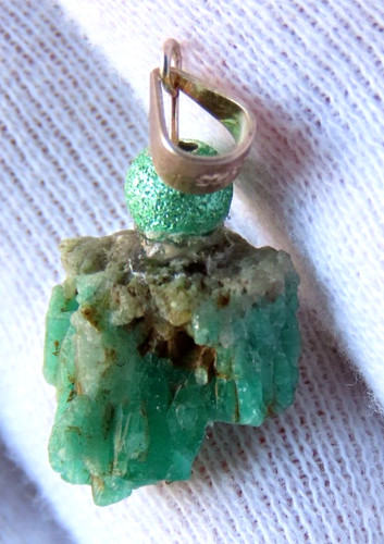 Raw emerald necklace 925 - necklace, in