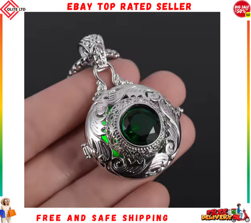 Silver necklace with green - silver,