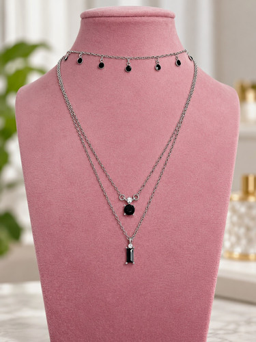 Silver tone layered cable - tone,