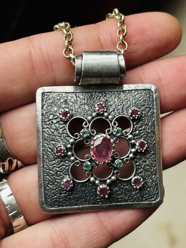 Big silver necklace with